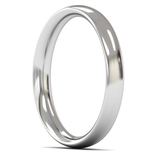 14ct White Fairtrade Gold 3mm Medium Weight Traditional Court Wedding Ring