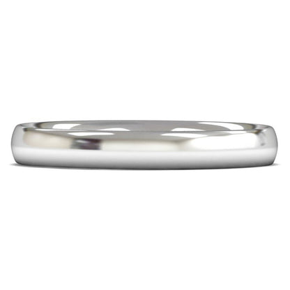 14ct White Fairtrade Gold 3mm Medium Weight Traditional Court Wedding Ring