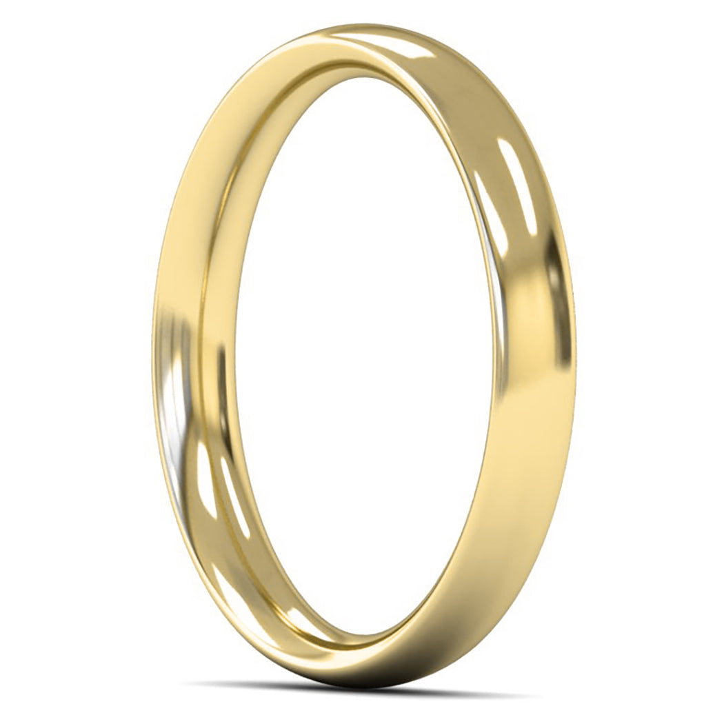 14ct Yellow Gold 3mm Medium Weight Traditional Court Wedding Ring