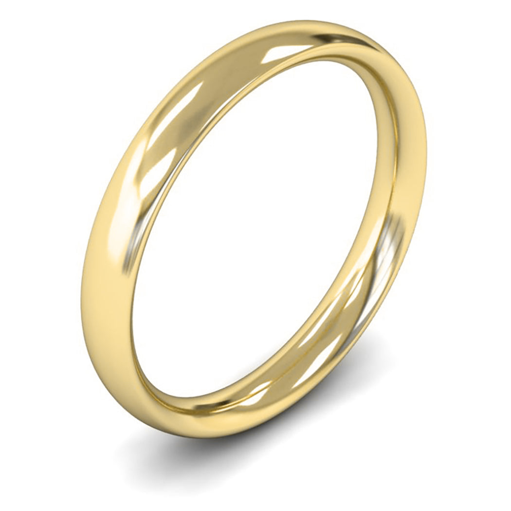 14ct Yellow Gold 3mm Medium Weight Traditional Court Wedding Ring