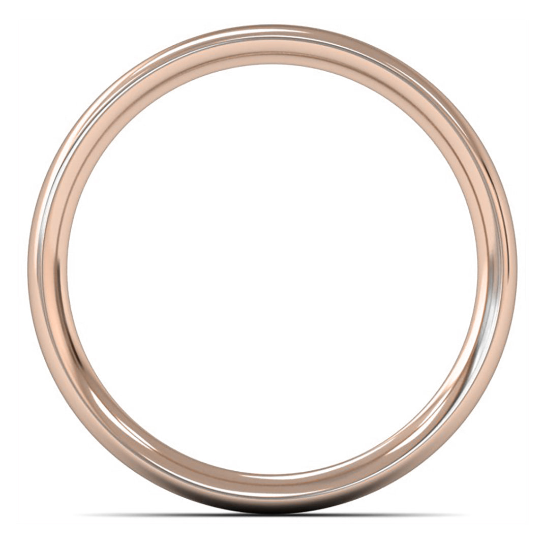 18ct Rose Fairtrade Gold 3mm Medium Weight Traditional Court Wedding Ring
