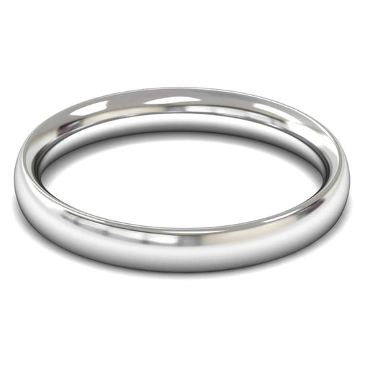 18ct White Fairtrade Gold 3mm Medium Weight Traditional Court Wedding Ring