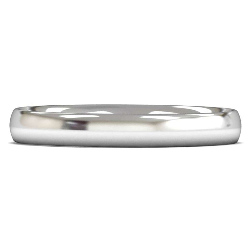 18ct White Fairtrade Gold 3mm Medium Weight Traditional Court Wedding Ring