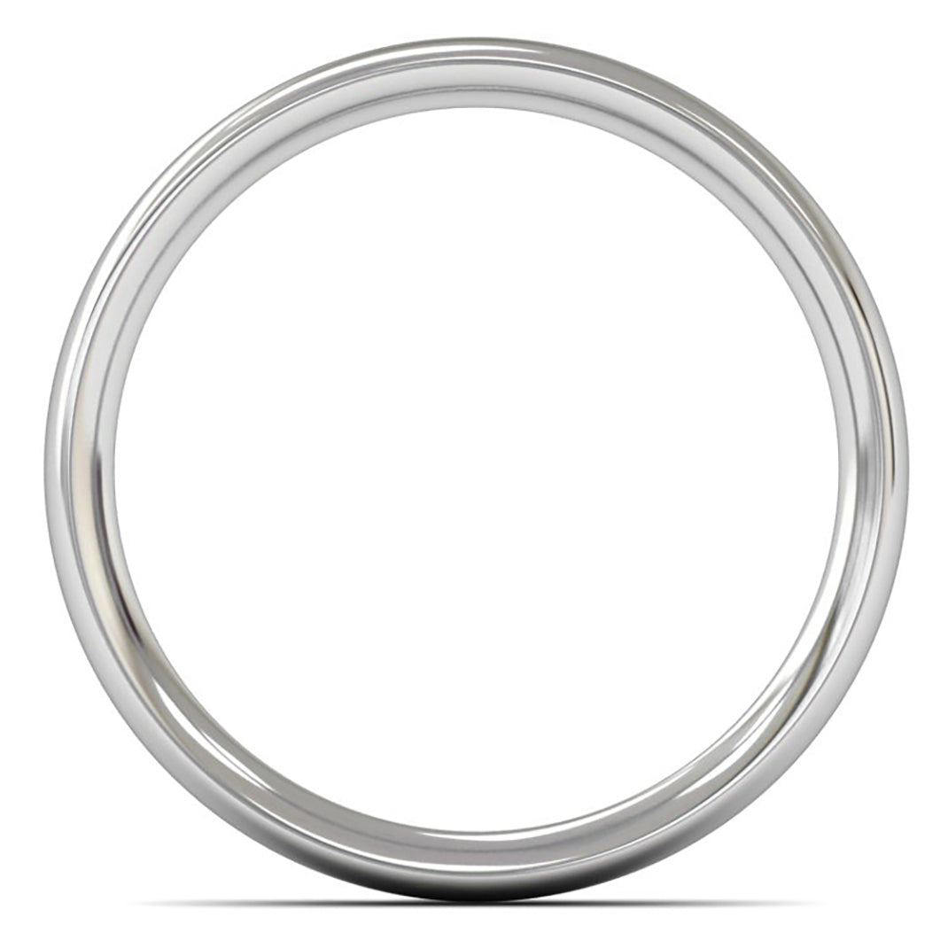 9ct White Gold 3mm Medium Weight Traditional Court Wedding Ring