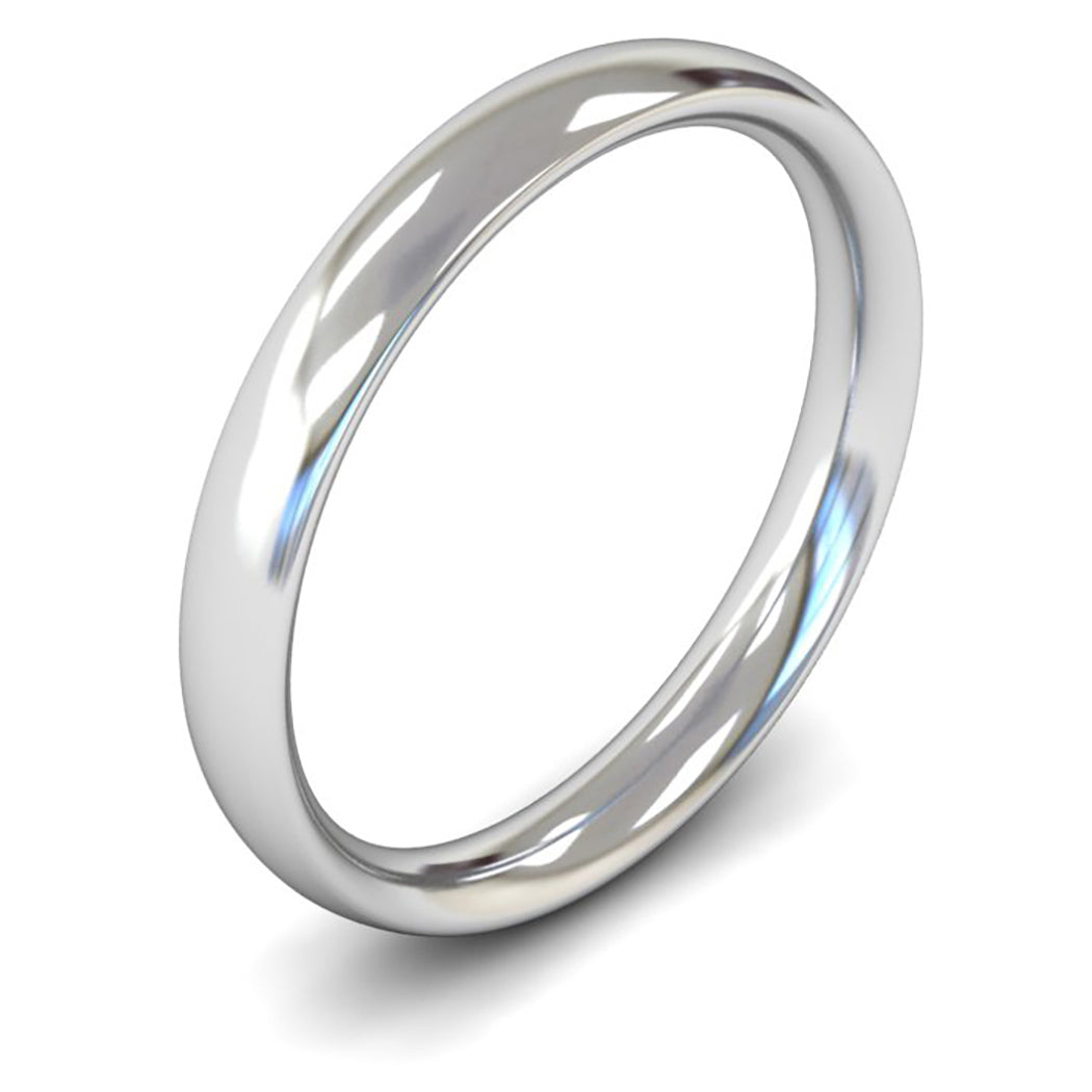 9ct White Fairtrade Gold 3mm Medium Weight Traditional Court Wedding Ring