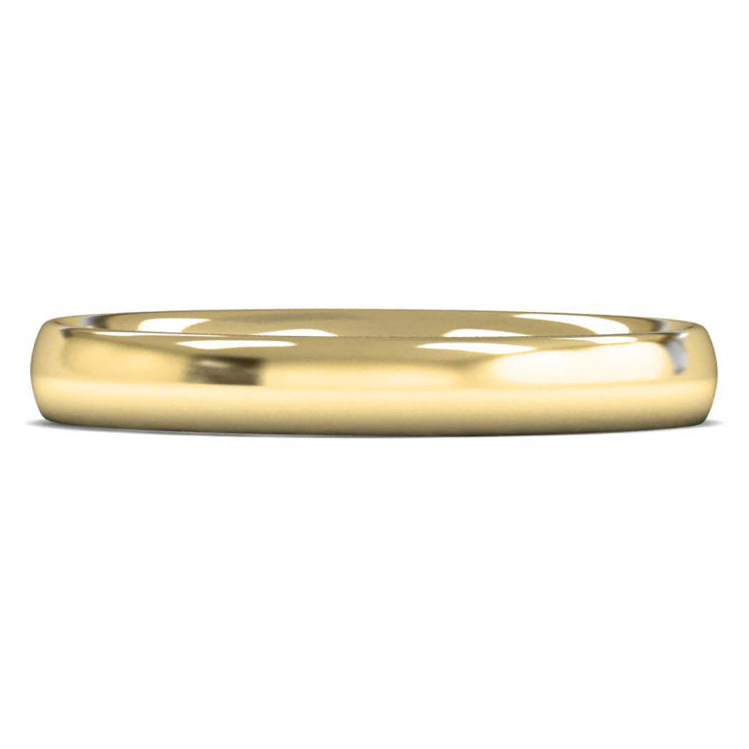 9ct Yellow Fairtrade Gold 3mm Medium Weight Traditional Court Wedding Ring