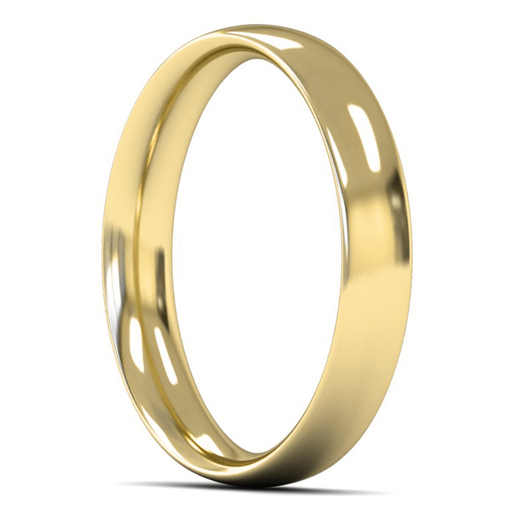 14ct Yellow Gold 4mm Medium Weight Traditional Court Wedding Ring