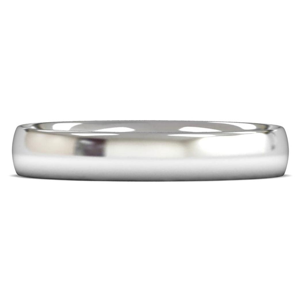 18ct White Fairtrade Gold 4mm Medium Weight Traditional Court Wedding Ring