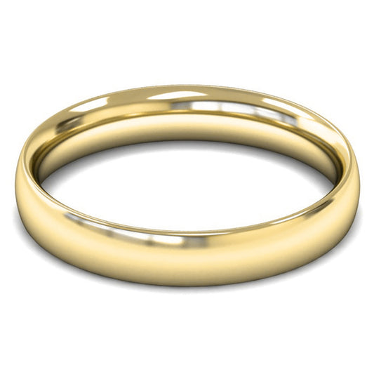 18ct Yellow Fairtrade Gold 4mm Medium Weight Traditional Court Wedding Ring
