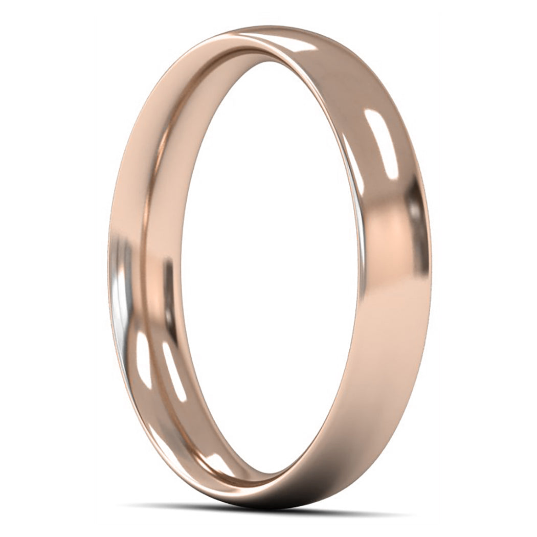 9ct Rose Fairtrade Gold 4mm Medium Weight Traditional Court Wedding Ring