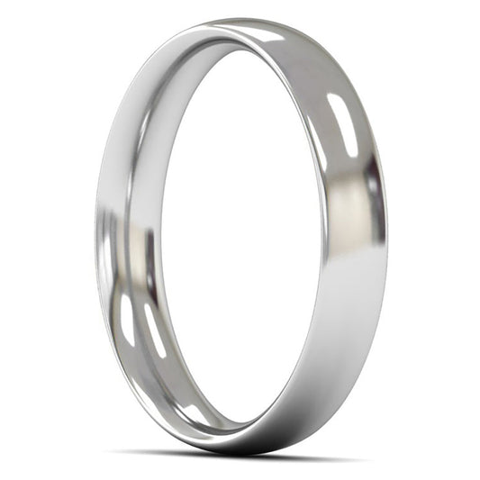 9ct White Gold 4mm Medium Weight Traditional Court Wedding Ring