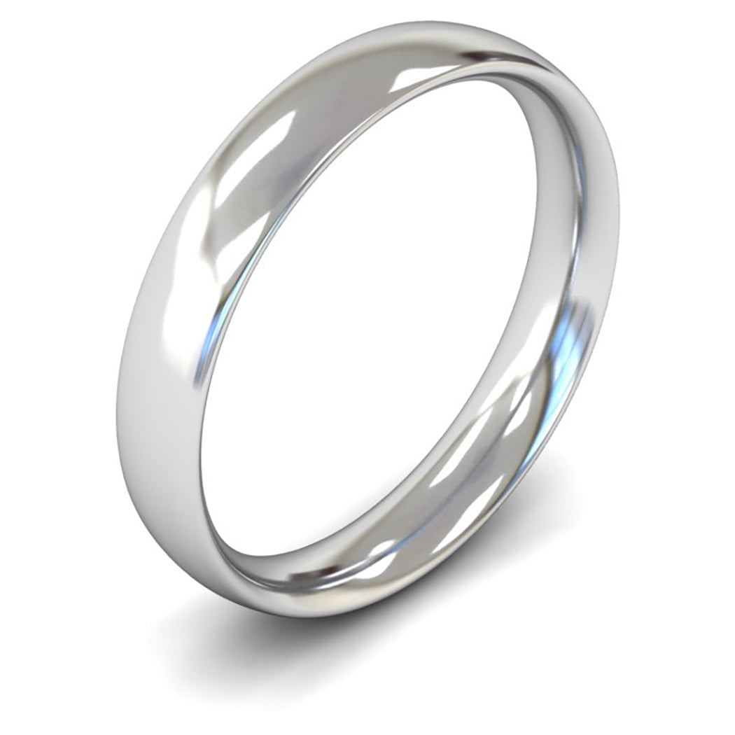 9ct White Gold 4mm Medium Weight Traditional Court Wedding Ring