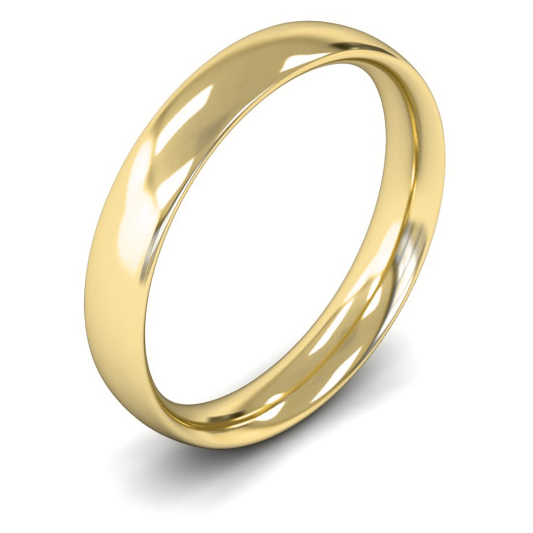 9ct Yellow Fairtrade Gold 4mm Medium Weight Traditional Court Wedding Ring