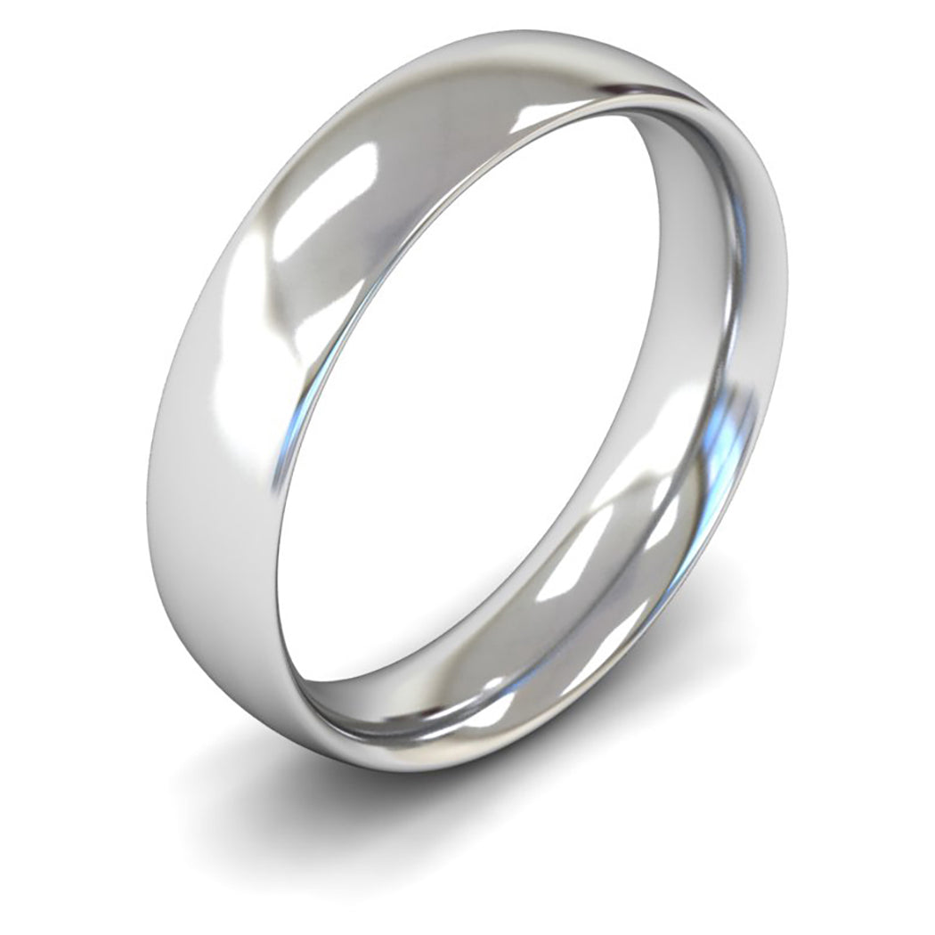 14ct White Gold 5mm Medium Weight Traditional Court Wedding Ring