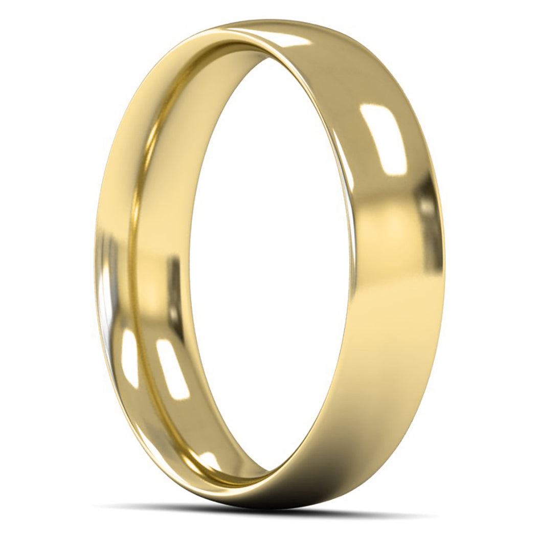 14ct Yellow Gold 5mm Medium Weight Traditional Court Wedding Ring