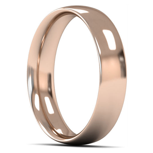 18ct Rose Fairtrade Gold 5mm Medium Weight Traditional Court Wedding Ring