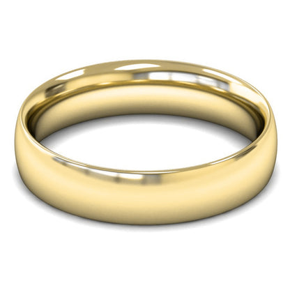 18ct Yellow Fairtrade Gold 5mm Medium Weight Traditional Court Wedding Ring