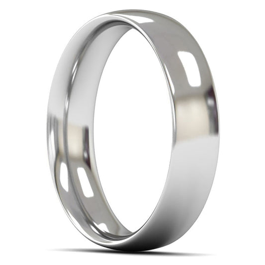 9ct White Fairtrade Gold 5mm Medium Weight Traditional Court Wedding Ring