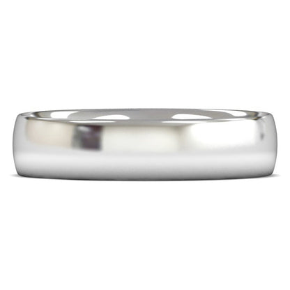 9ct White Gold 5mm Medium Weight Traditional Court Wedding Ring