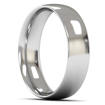 14ct White Gold 6mm Medium Weight Traditional Court Wedding Ring