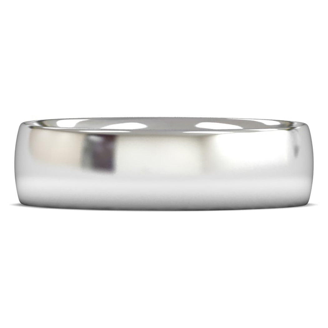 14ct White Fairtrade Gold 6mm Medium Weight Traditional Court Wedding Ring