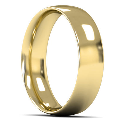 14ct Yellow Gold 6mm Medium Weight Traditional Court Wedding Ring