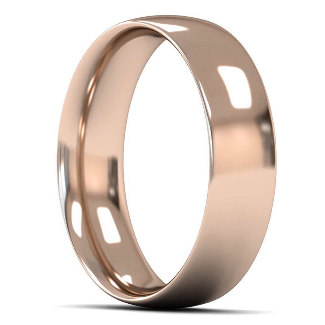 18ct Rose Fairtrade Gold 6mm Medium Weight Traditional Court Wedding Ring