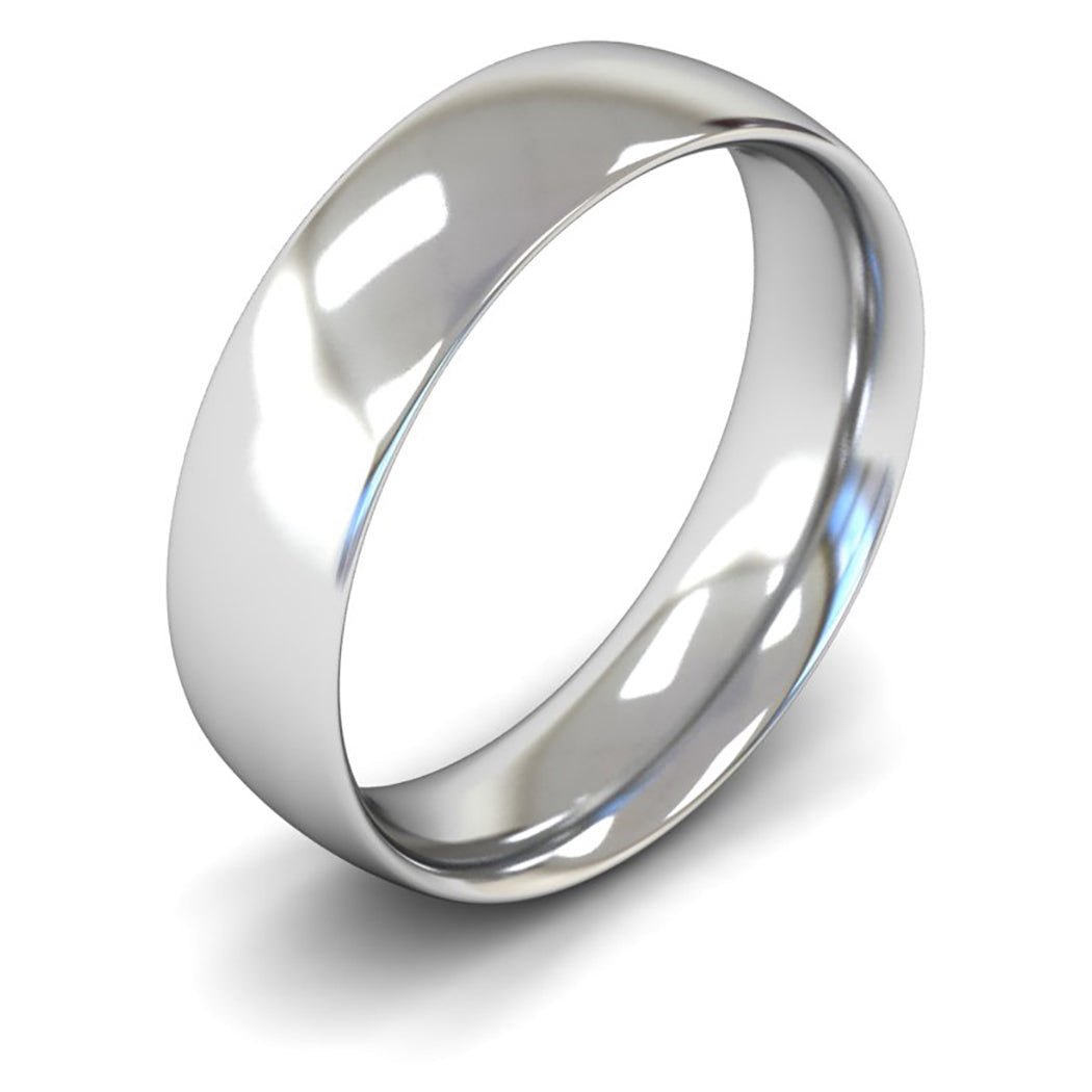 18ct White Fairtrade Gold 6mm Medium Weight Traditional Court Wedding Ring