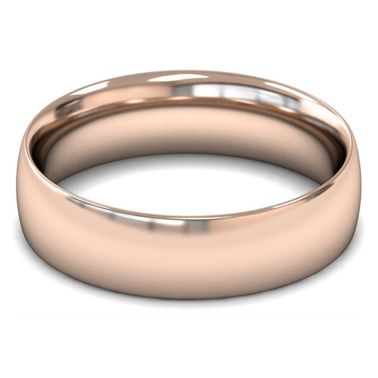 9ct Rose Gold 6mm Medium Weight Traditional Court Wedding Ring