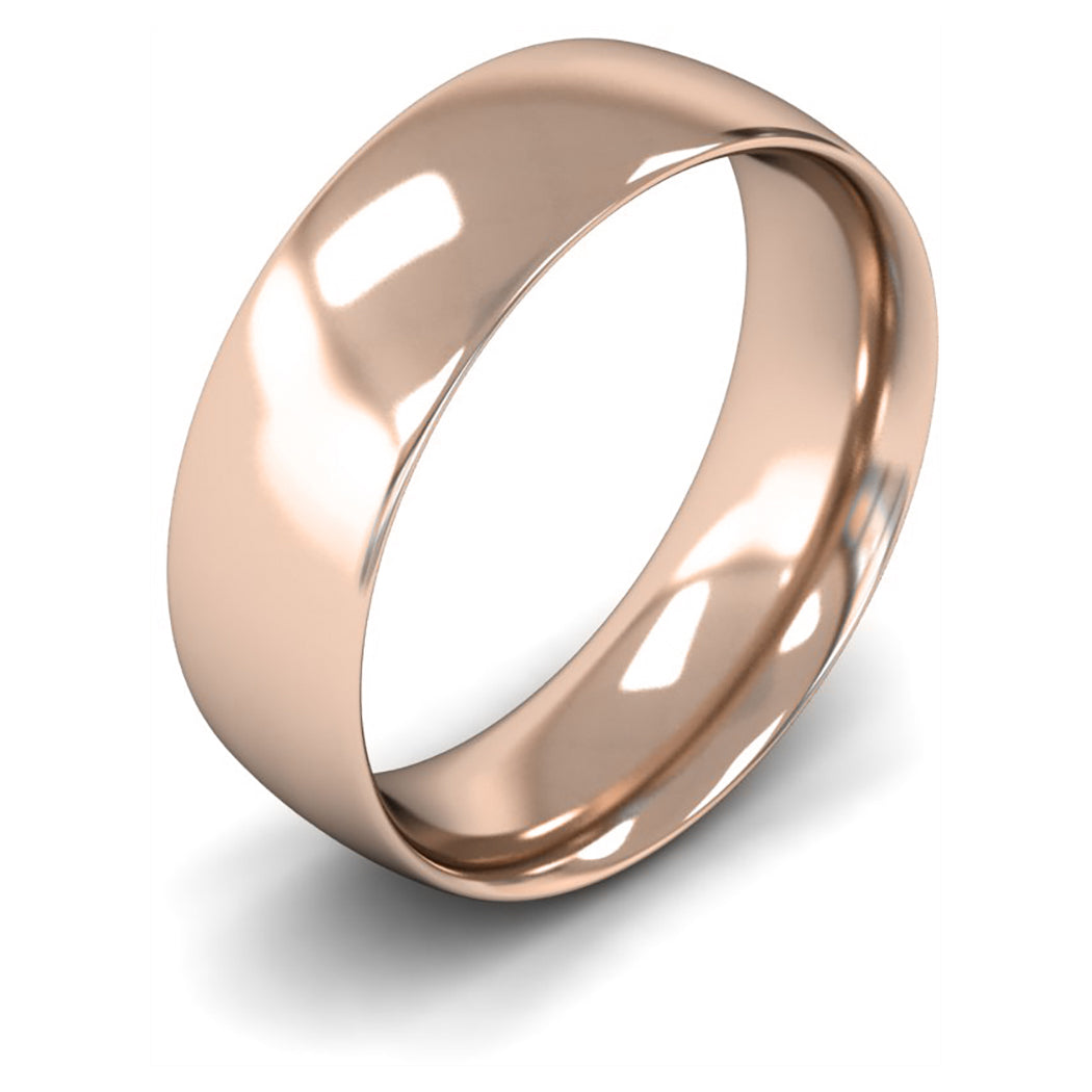 14ct Rose Gold 7mm Medium Weight Traditional Court Wedding Ring
