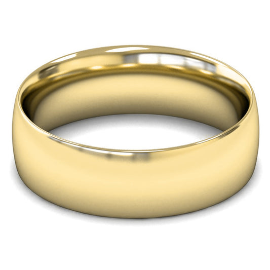 14ct Yellow Gold 7mm Medium Weight Traditional Court Wedding Ring