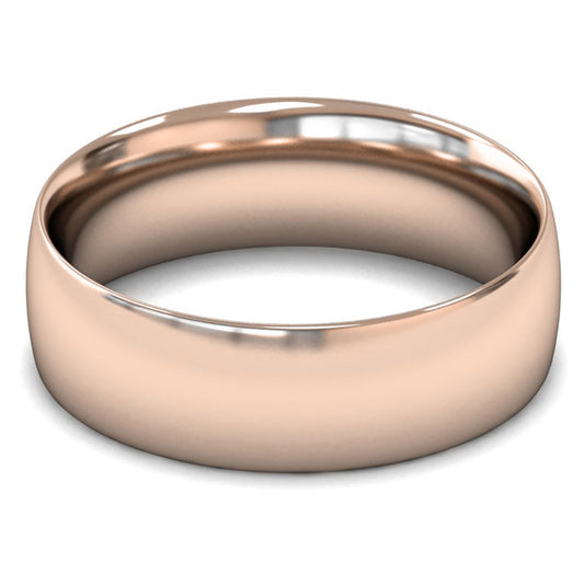 18ct Rose Gold 7mm Medium Weight Traditional Court Wedding Ring