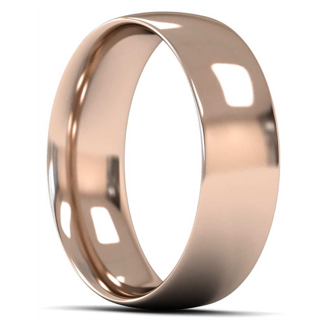18ct Rose Fairtrade Gold 7mm Medium Weight Traditional Court Wedding Ring