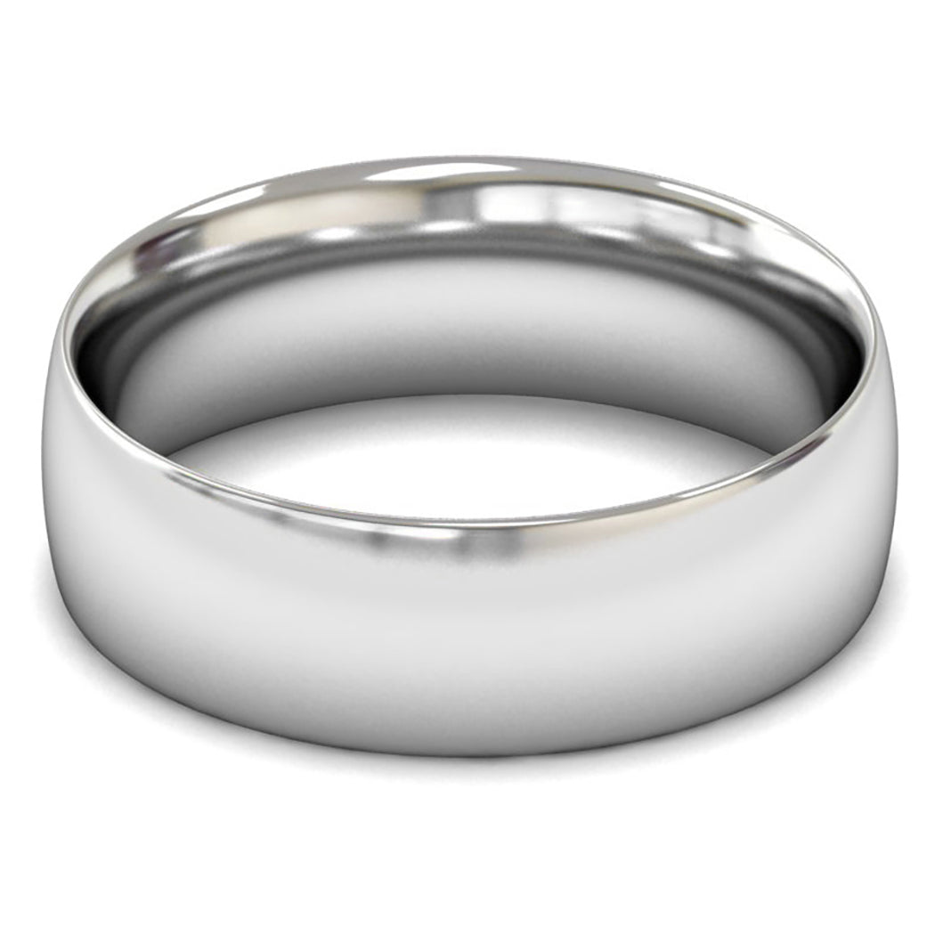 18ct White Gold 7mm Medium Weight Traditional Court Wedding Ring