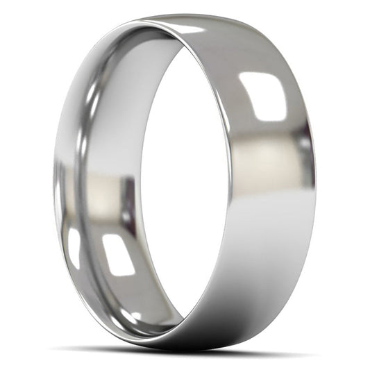 18ct White Gold 7mm Medium Weight Traditional Court Wedding Ring