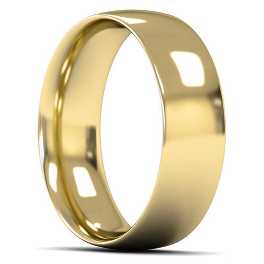 18ct Yellow Gold 7mm Medium Weight Traditional Court Wedding Ring