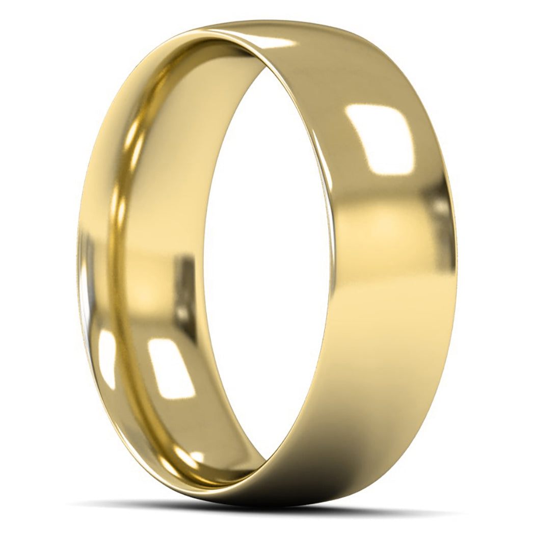 9ct Yellow Gold 7mm Medium Weight Traditional Court Wedding Ring