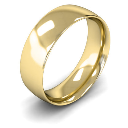 9ct Yellow Fairtrade Gold 7mm Medium Weight Traditional Court Wedding Ring