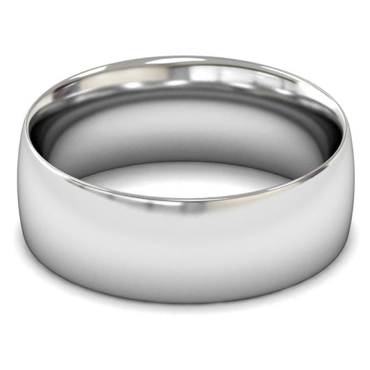 14ct White Gold 8mm Medium Weight Traditional Court Wedding Ring