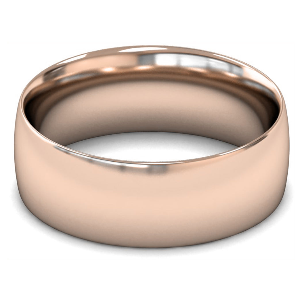18ct Rose Fairtrade Gold 8mm Medium Weight Traditional Court Wedding Ring