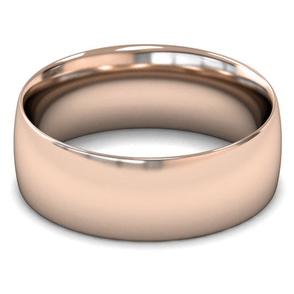 18ct Rose Gold 8mm Medium Weight Traditional Court Wedding Ring
