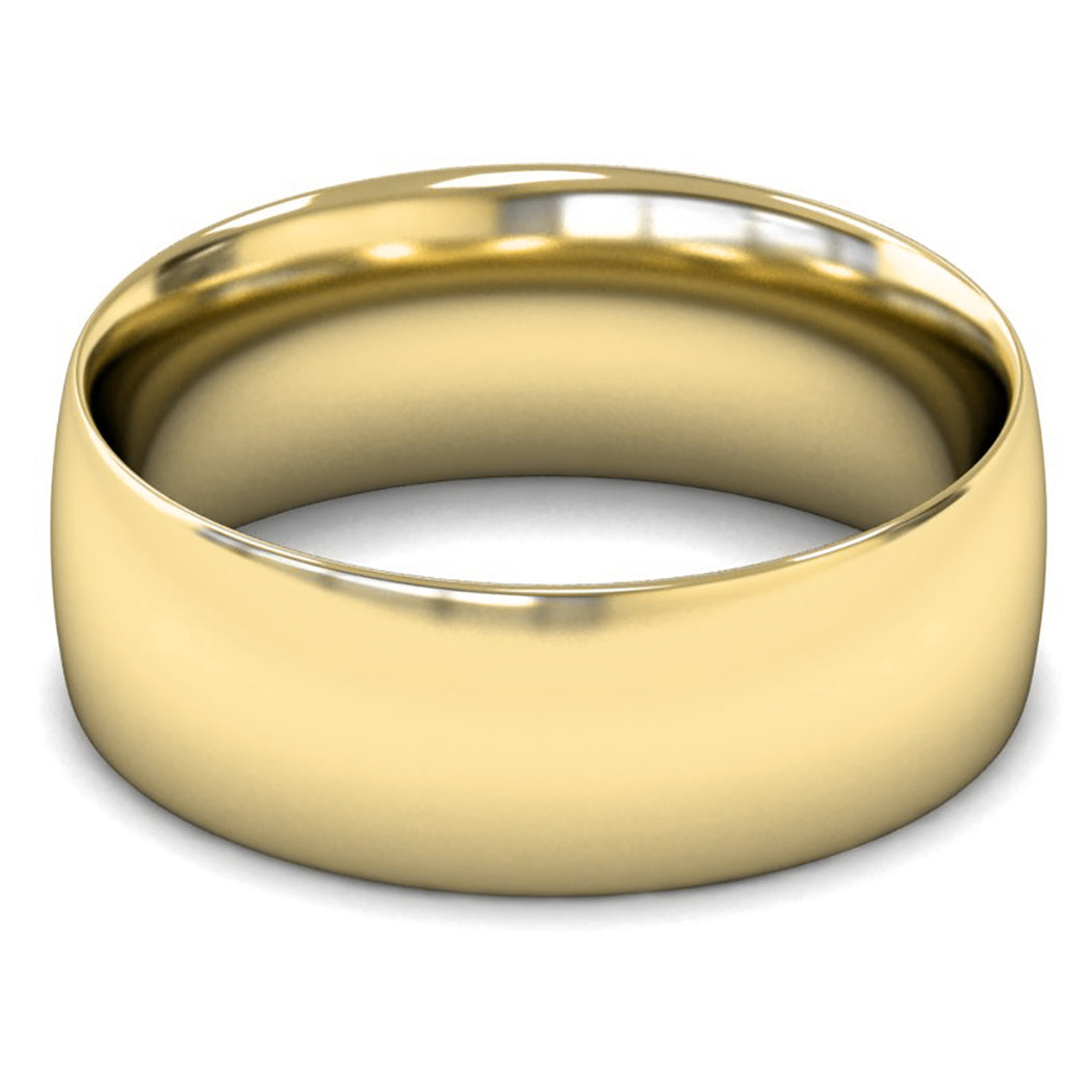 18ct Yellow Gold 8mm Medium Weight Traditional Court Wedding Ring