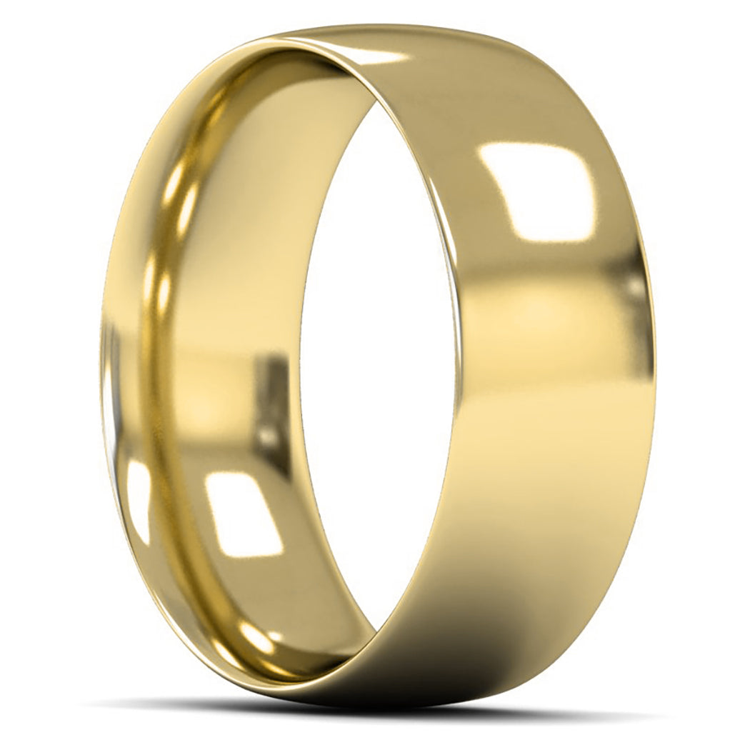 18ct Yellow Gold 8mm Medium Weight Traditional Court Wedding Ring