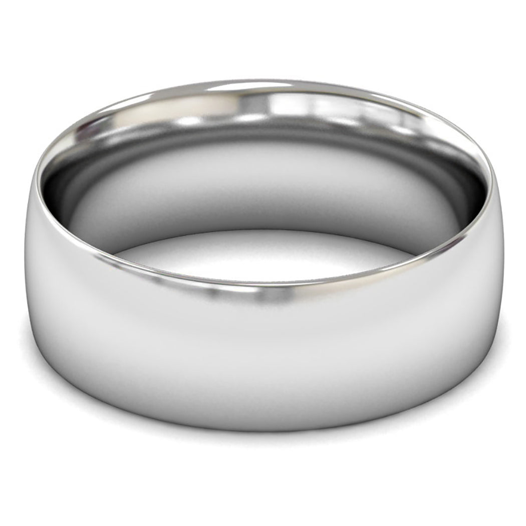 9ct White Gold 8mm Medium Weight Traditional Court Wedding Ring