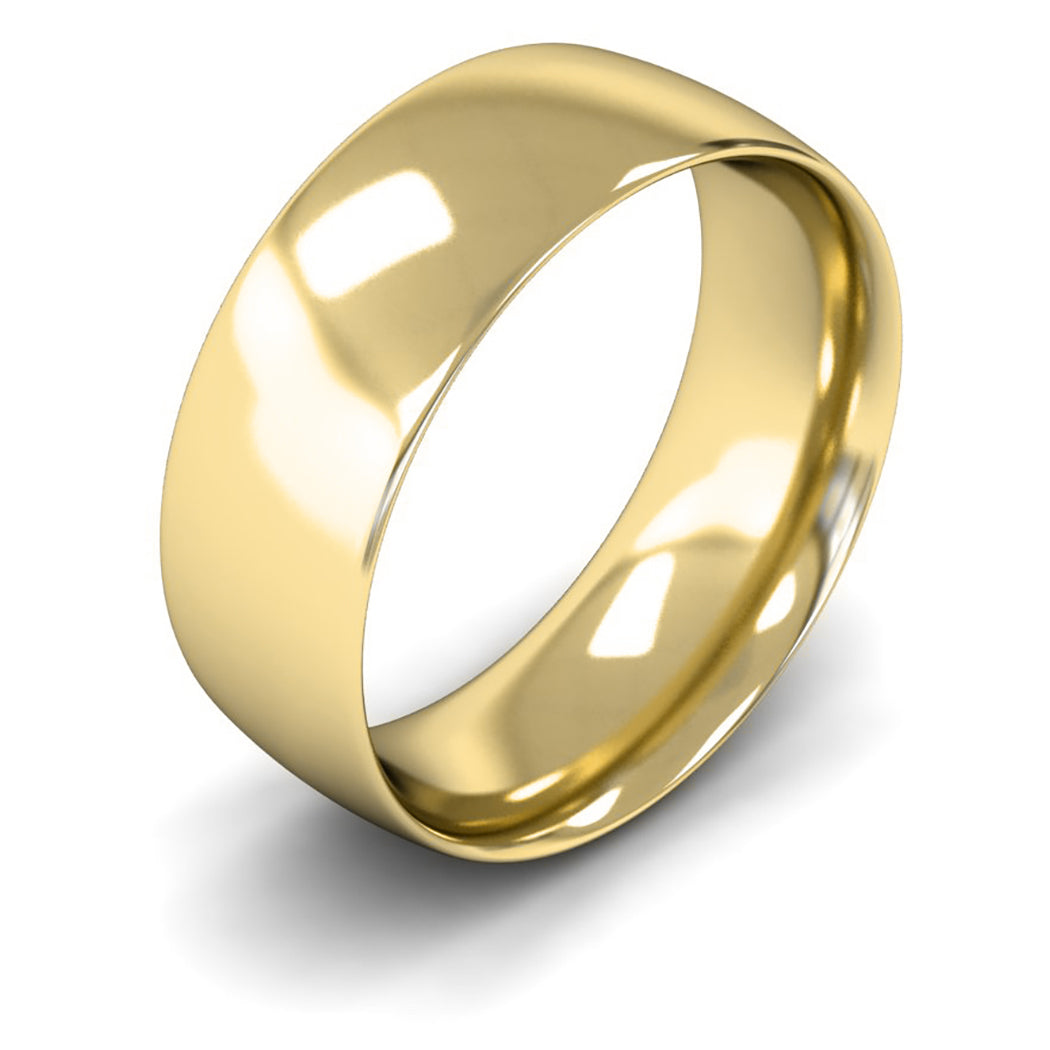 9ct Yellow Gold 8mm Medium Weight Traditional Court Wedding Ring