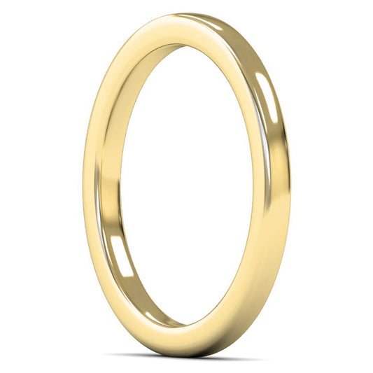 14ct Yellow Gold 2mm Heavy Weight Cushion Court Wedding Ring