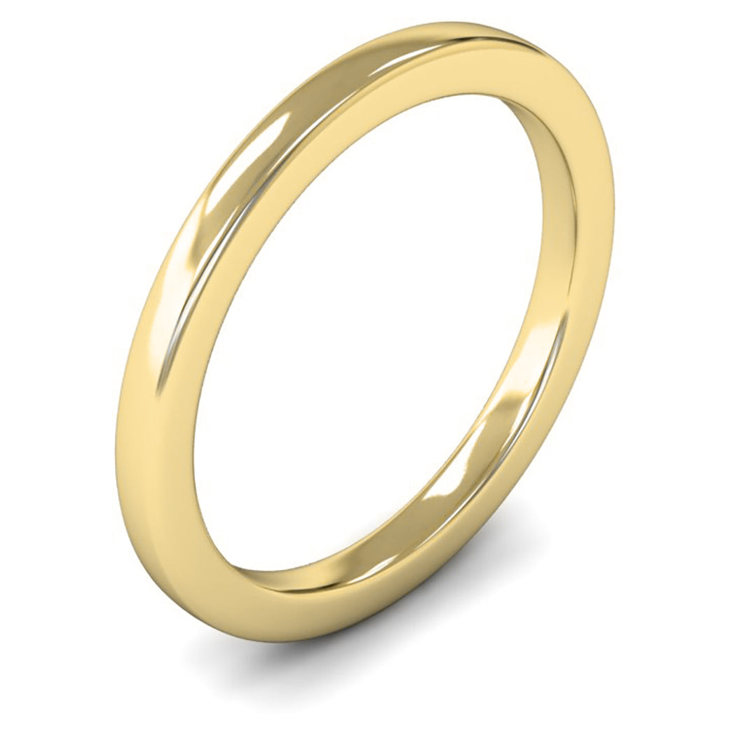 14ct Yellow Gold 2mm Heavy Weight Cushion Court Wedding Ring