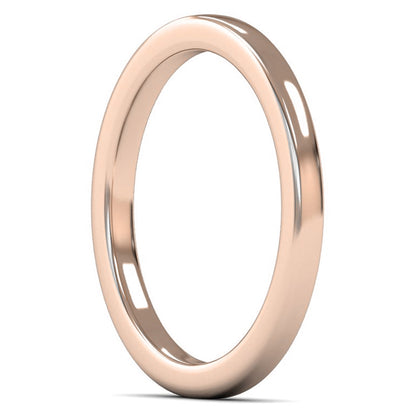 18ct Rose Fairtrade Gold 2mm Heavy Weight Cushion Court Wedding Ring
