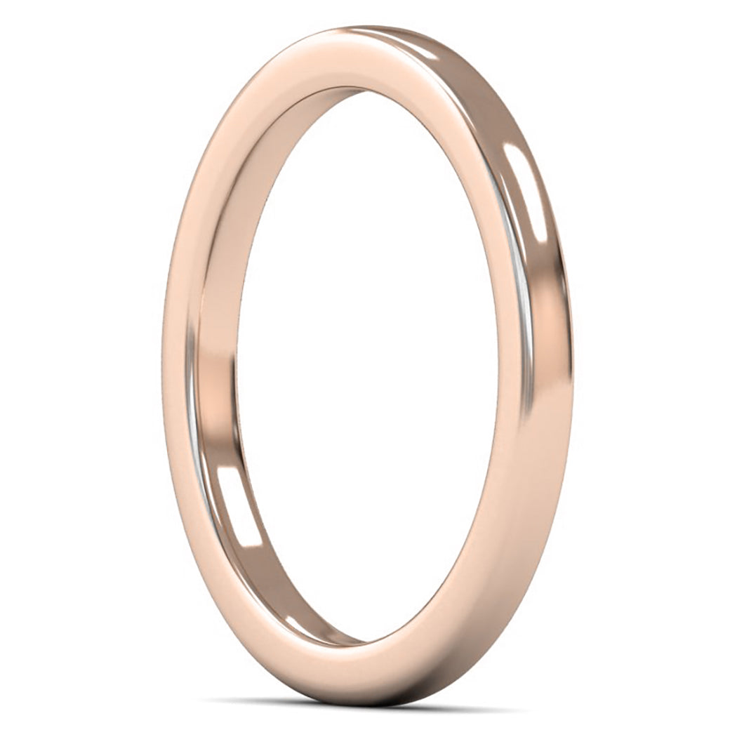 18ct Rose Gold 2mm Heavy Weight Cushion Court Wedding Ring