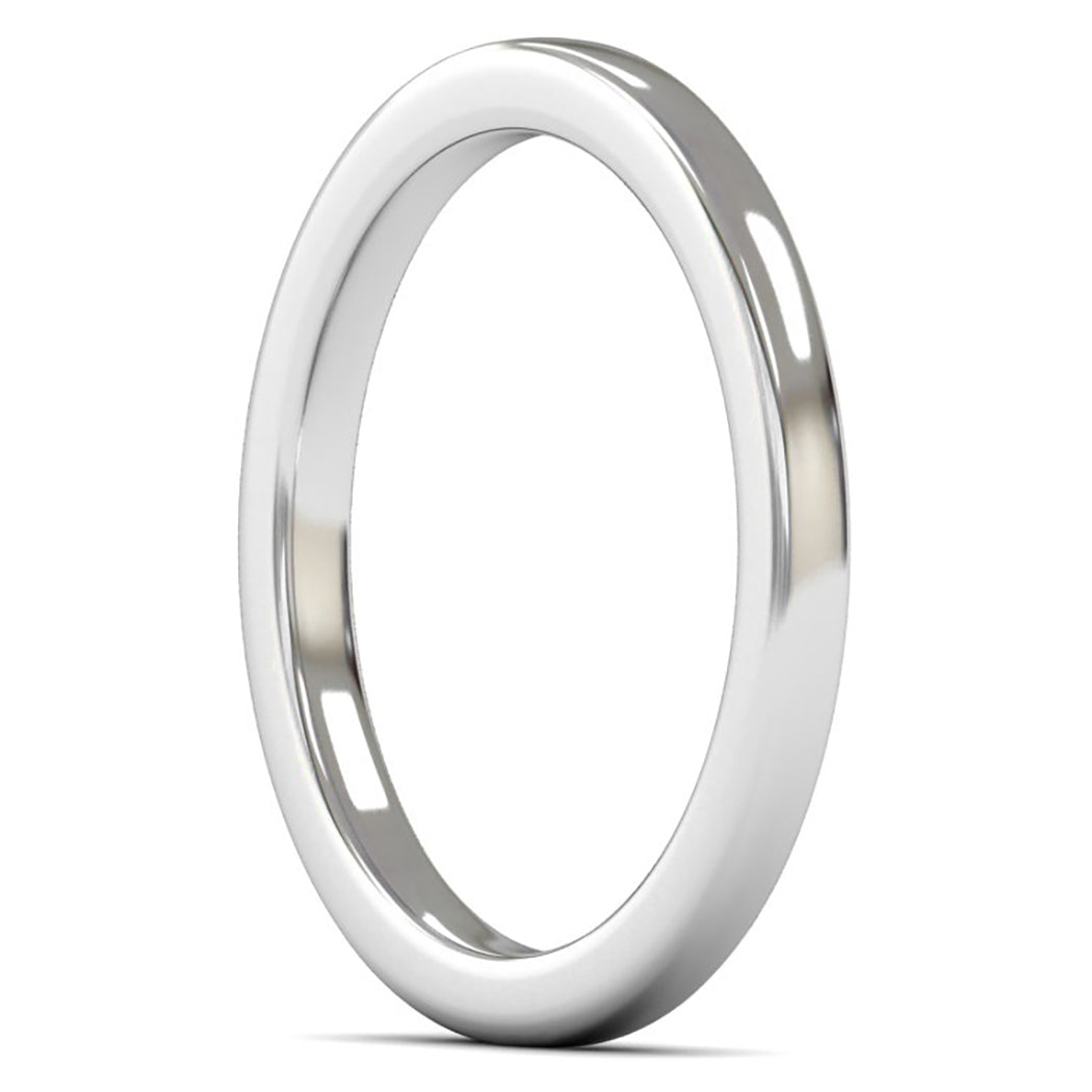 18ct White Gold 2mm Heavy Weight Cushion Court Wedding Ring